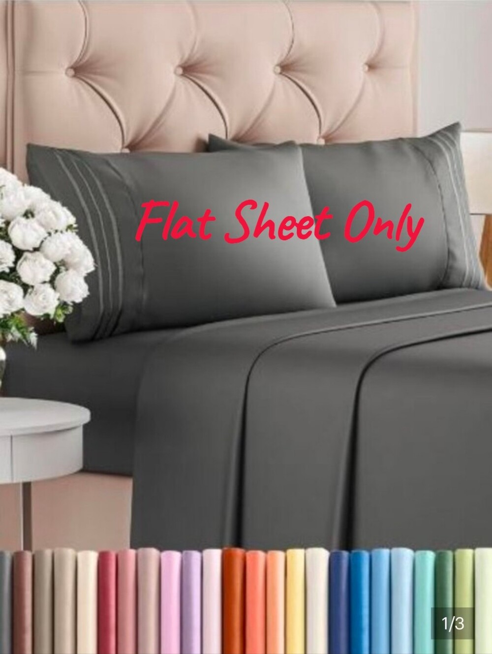 Charcoal Soft Mircofiber CGK Linens Cal King Flat Sheet
